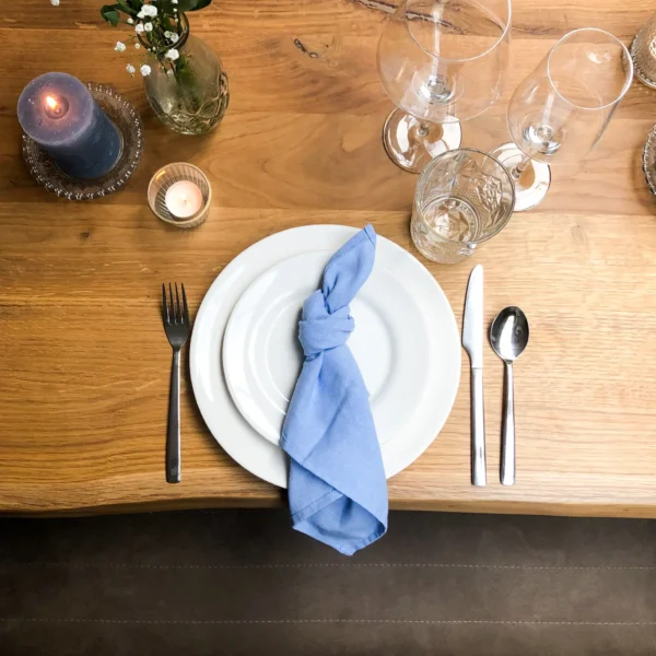 Lichtblauw linnen servet - Afbeelding 4