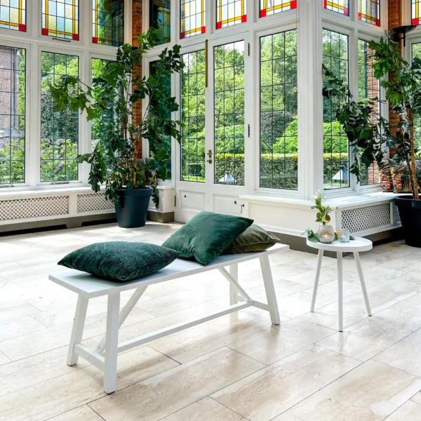 Wit houten bankje - Afbeelding 2